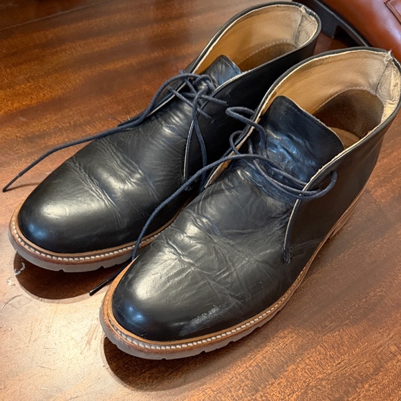 The Frye Company John A Toye Black Leather Mens Shoes Ankle Boots